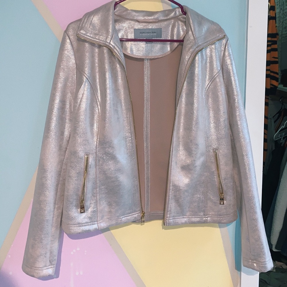 Andrew Marc Reflective Pink Suede Jacket